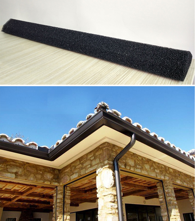 Anti-UV Roof leaf gutter guard wedge protection sponge silicone reticulated reticulation rain gutter filter foam